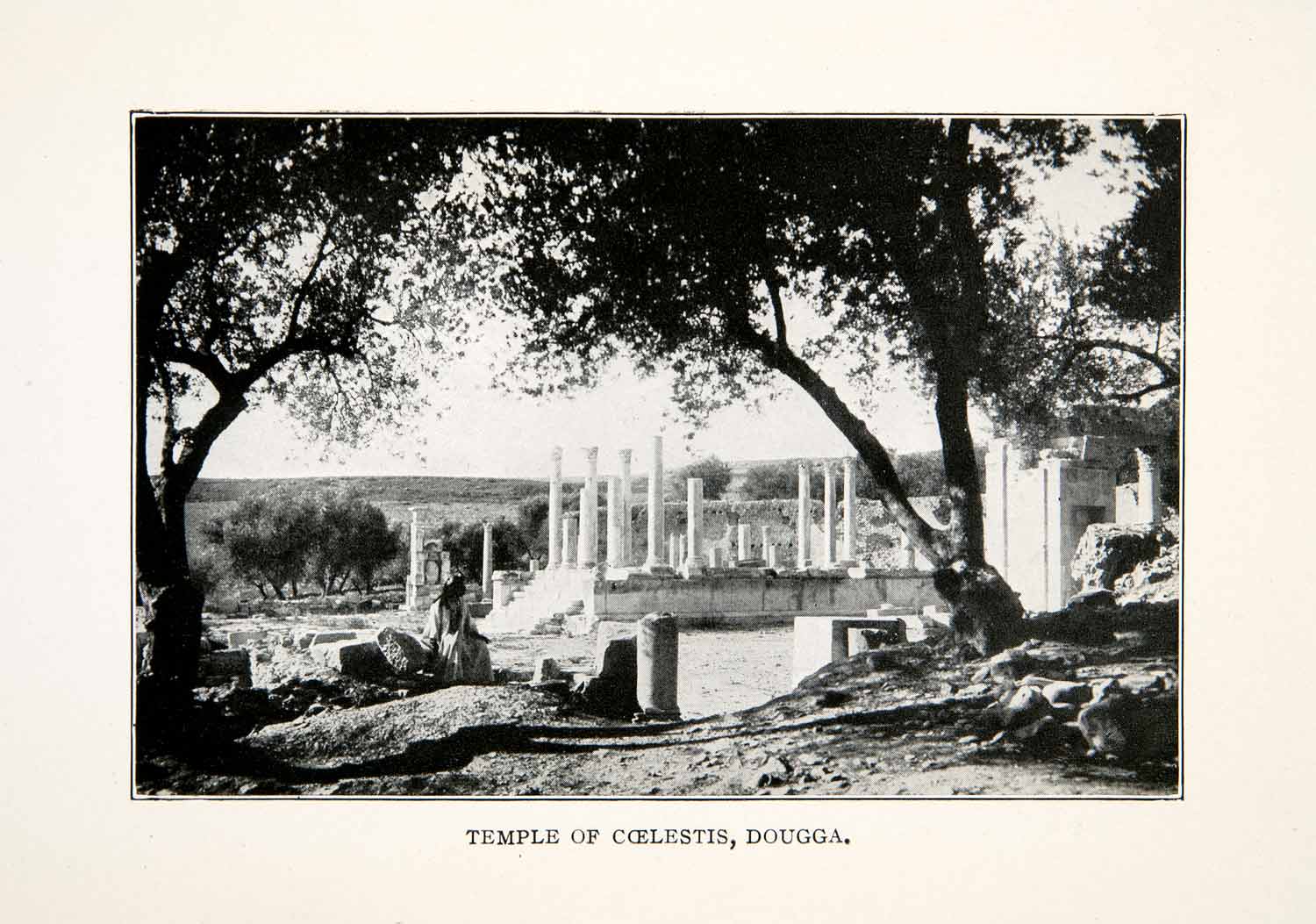 1923 Print Temple Coelestis Dougga Roman Ruins Tunisia World Heritage Site XGBC5