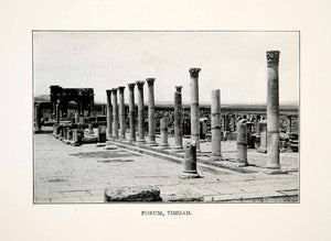 1923 Print Forum Timgad Roman Ruins Trajan Columns Capitals Archway XGBC5