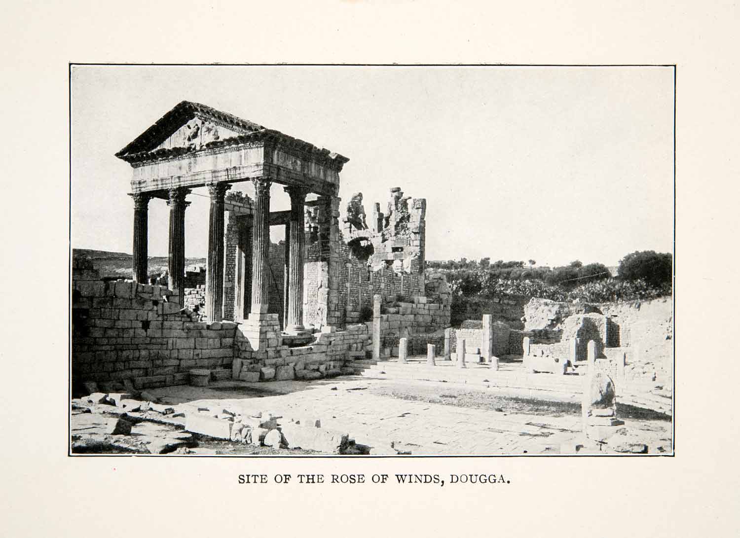 1923 Print Rose Winds Dougga Tunisia Africa World Heritage Site Roman XGBC5