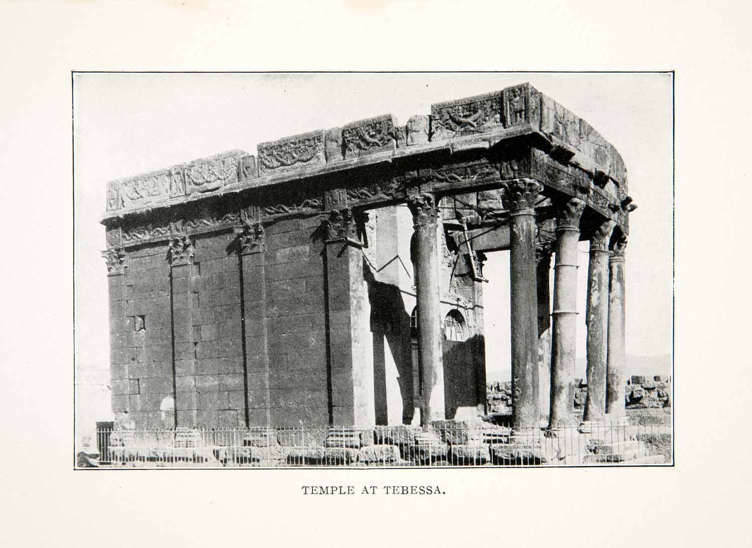 1923 Print Temple Tebessa Column Algeria Africa Roman Ruins Empire Trajan XGBC5