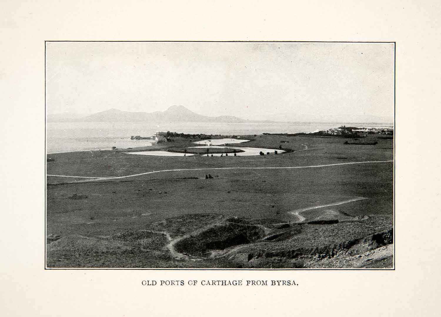 1923 Print Ports Carthage Byrsa Land Water Coastline Phoenician Dido XGBC5