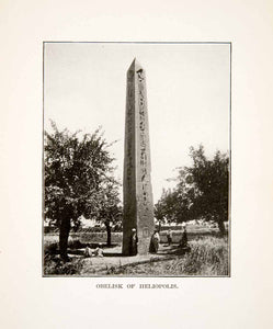 1922 Print Egypt Obelisk Monument Heliopolis Hieroglyphic Cairo Pharaoh XGBC6