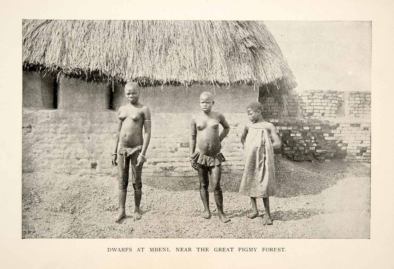 1905 Print Nude Portrait Costume Dwarfs Great Pygmy Forest Africa XGBC7