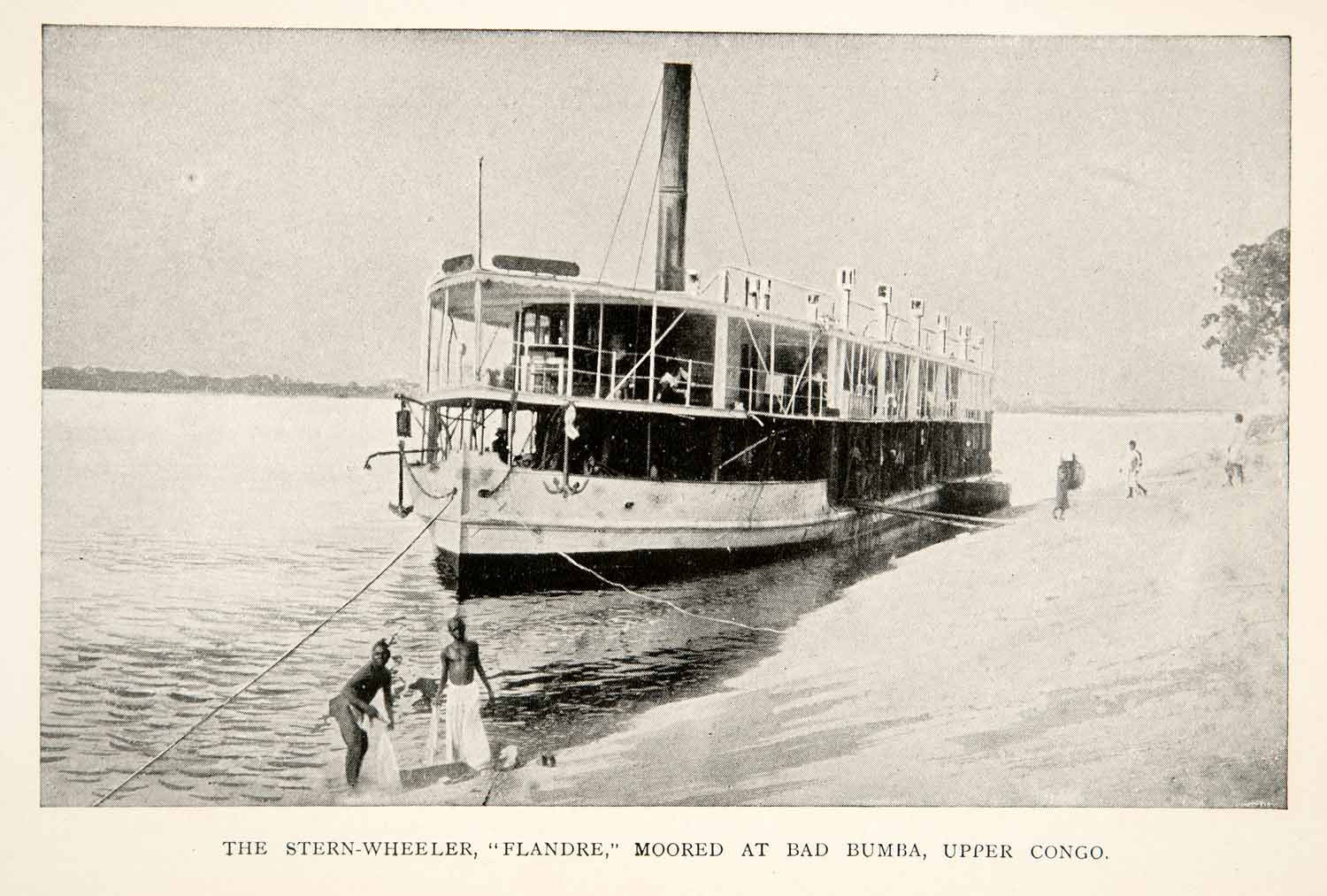 1905 Print Ship Stren Wheeler Flandre Moored Bad Bumba Upper Congo Africa XGBC7