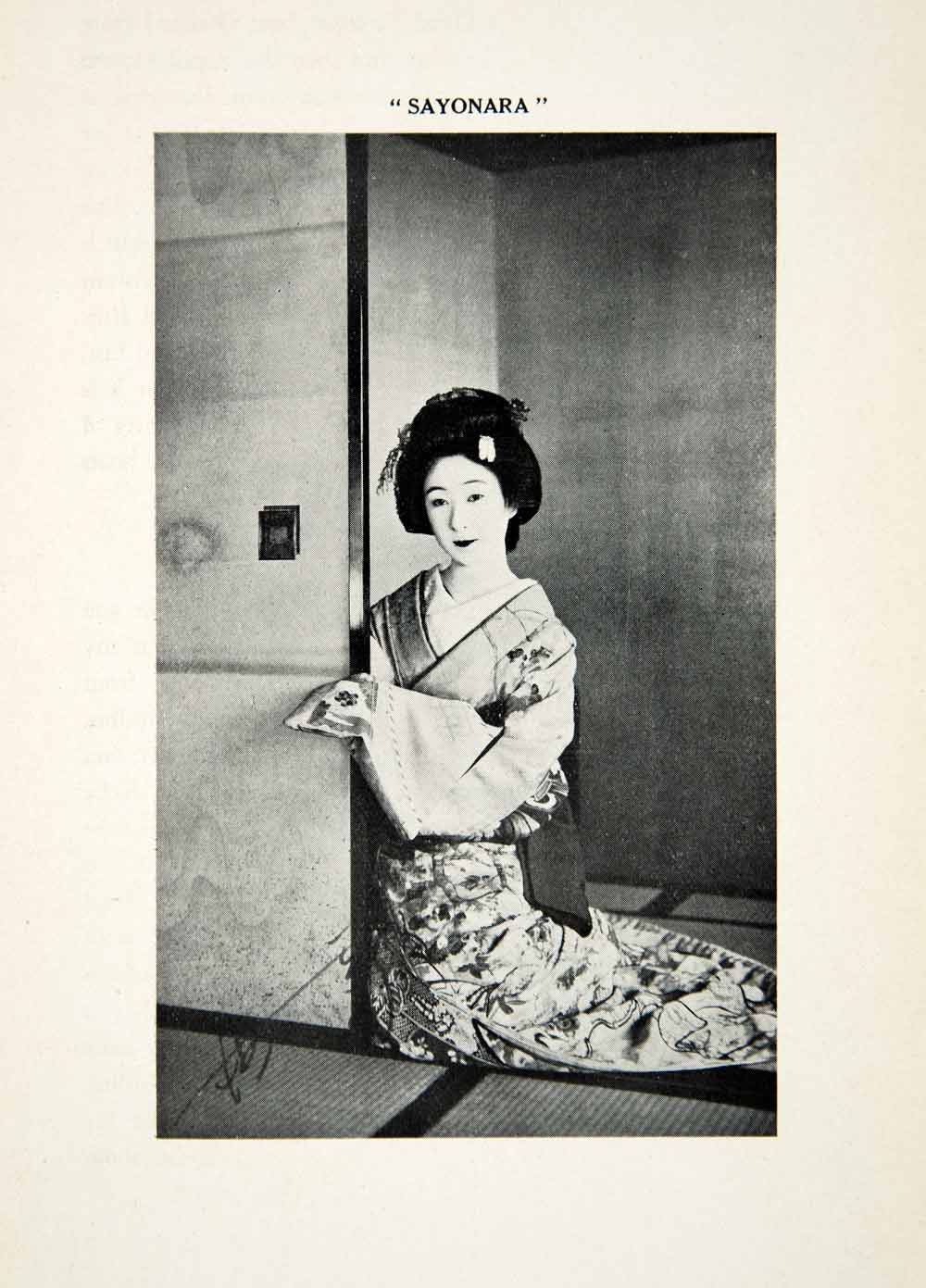 1937 Print Sayonara Kimono Beauty Japanese Tatami Goodbye Traditional XGBD1
