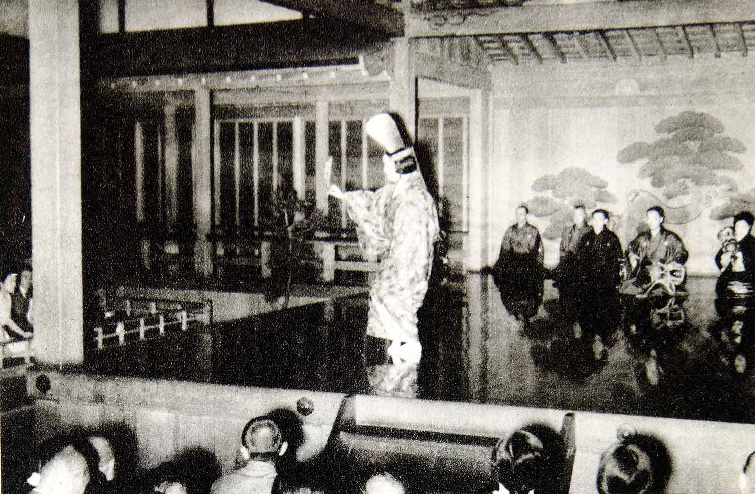 1952 Rotogravure Noh Theater Japanese Actor Pantomime Stage Traditional XGBD4