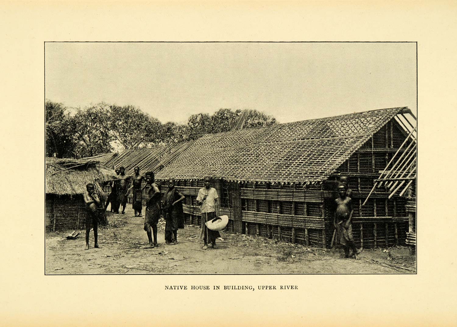 1900 Print Congo Africa Indigenous Cultural Natives Building Home XGC4