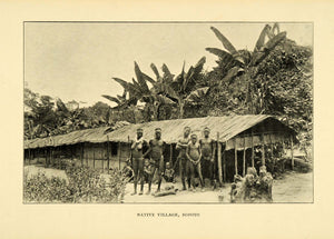 1900 Print Bopoto Congo African Village Hut Nude Indigenous Native Cultural XGC4