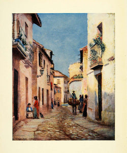 1908 Print Trevor Haddon Artwork Cordova Spain Cobblestone Road View XGC5