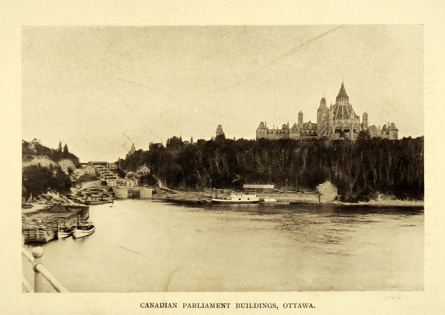 1911 Print Canada Parliament Buildings Canadian Ottawa Hill Gothic Revival XGC6