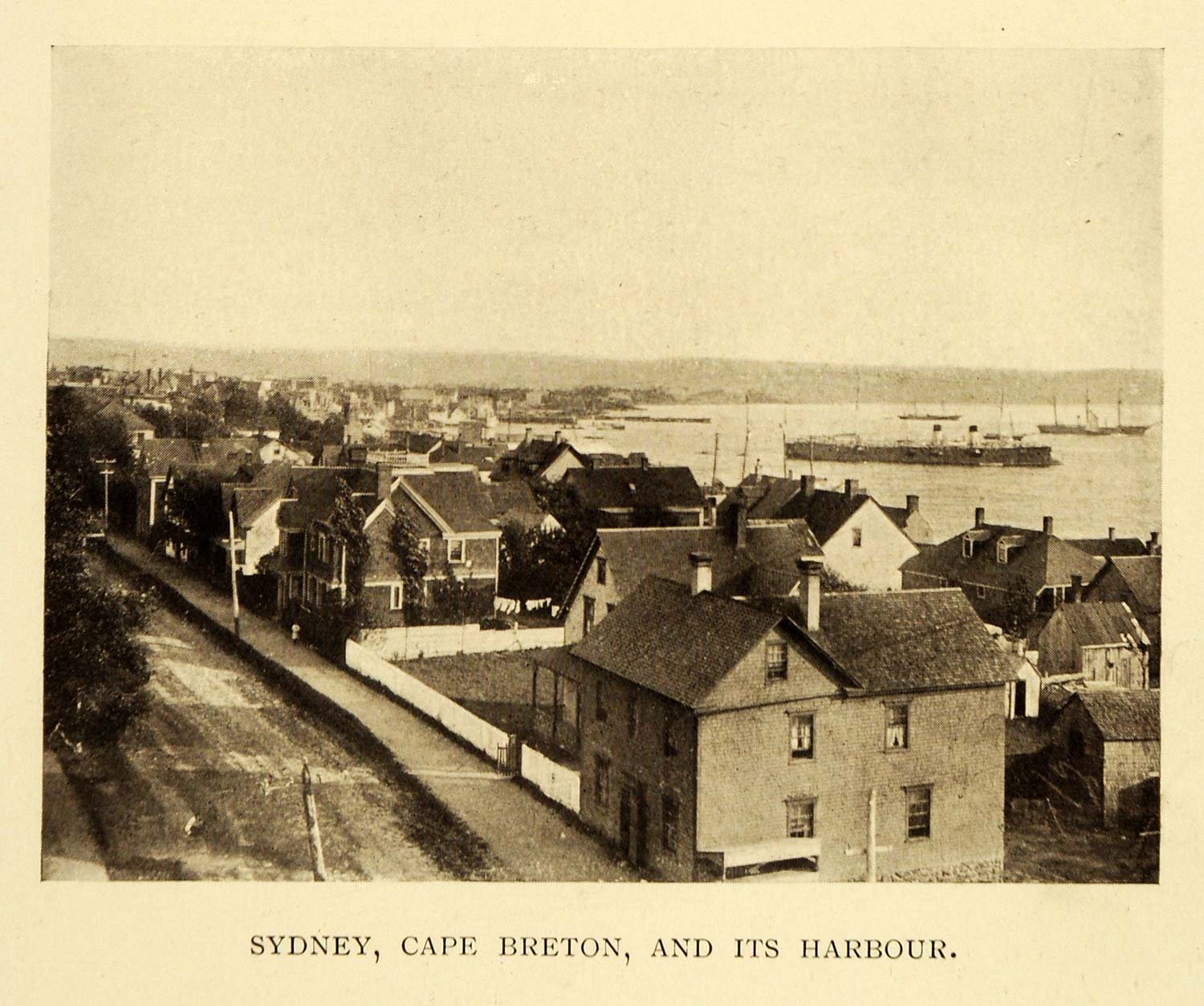 1911 Print Sydney Cape Breton Island Harbor Ship Boat Housing Canada Nova XGC6