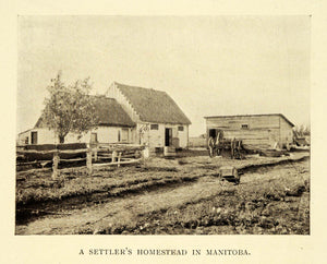 1911 Print Settler Homestead Manitoba Canada Farm Agriculture Cart Farming XGC6