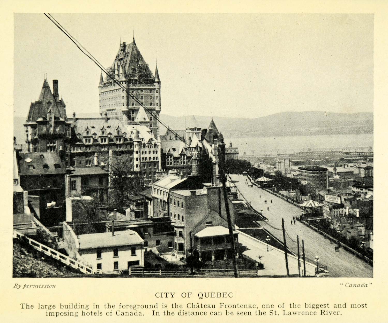 1927 Print Quebec City Canada Chateau Frontenae Canadian Architecture XGC7