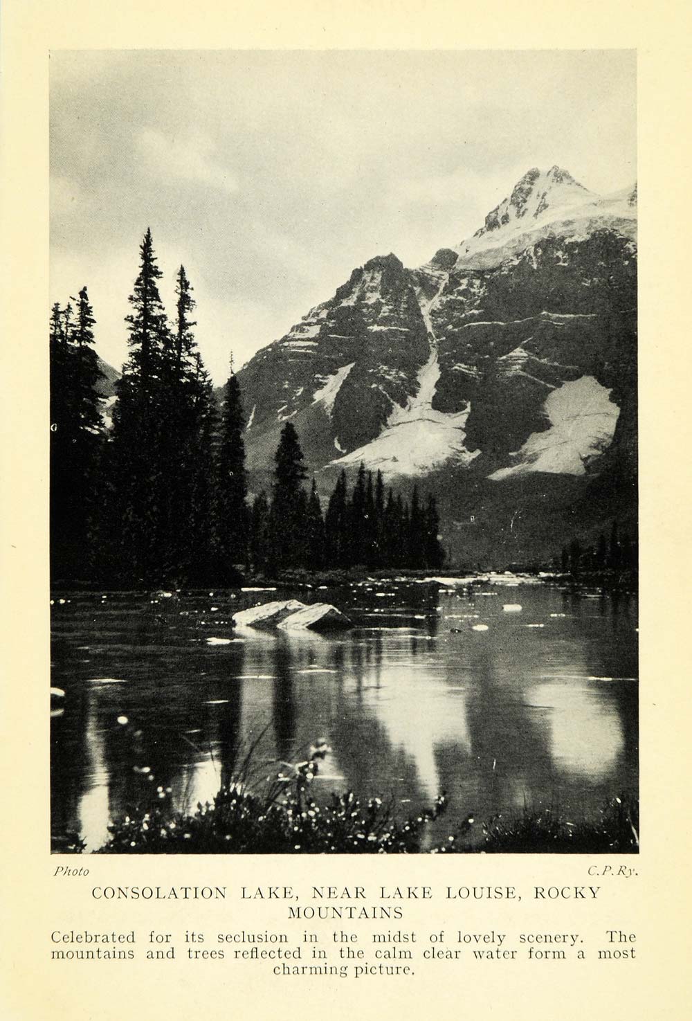 1927 Print Consolation Lake Louise Rocky Mountains Landscape Scenery Art XGC7