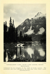 1927 Print Consolation Lake Louise Rocky Mountains Landscape Scenery Art XGC7