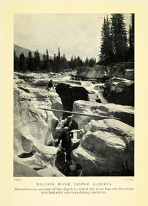 1927 Print Maligne River Jasper Alberta Canada National Park Formation XGC7