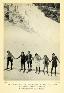 1927 Print Ghost Glacier Skier Skiing Mount Edith Cavel Jasper National XGC7 - Period Paper
