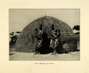 1927 Print Zulu Women Zululand Hut South Africa KwaZulu-Natal Home Child XGC8
