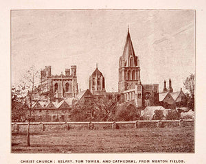 1900 Print Christ Church Belfry Tom Tower Cathedral Merton Fields Gothic XGCA4