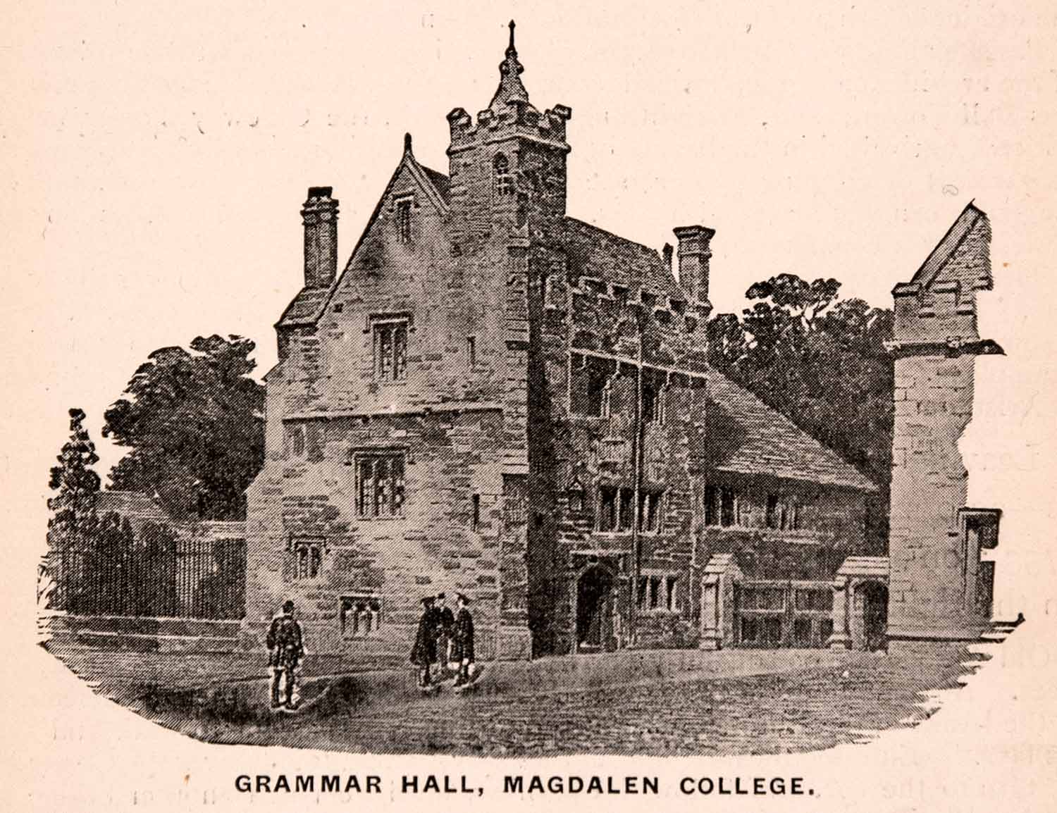 1900 Print Grammar Hall Magdalen College Oxford Cap Gown Johns Quad XGCA4