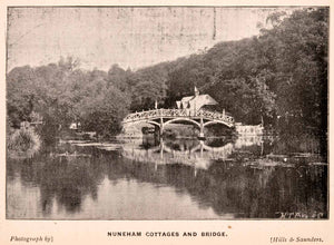 1900 Print Nuneham Cottage Bridge Oxfordshire River Thames Forest XGCA4