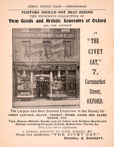 1900 Ad Civet Cat 7 Cornmarket Oxford Souvenir Goodall Sherratt Sports XGCA4