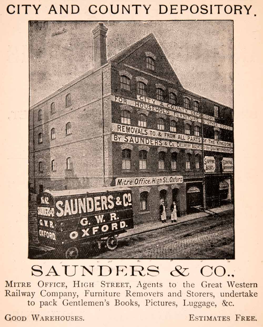 1900 Ad Saunders Depository Mitre Office high Street Warehouse Luggage XGCA4
