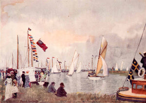 1906 Print Frank Southgate Regatta Acle Sail Boat River Race Norfolk XGCA5
