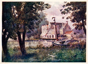 1906 Print Frank Southgate Horstead Mill Lake Boat Watermill Marsh XGCA5