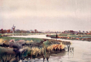 1906 Print Frank Southgate Wayford Bridge Windmill River Wetlands Marsh XGCA5