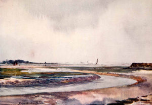 1906 Print Frank Southgate Breydon River Mash Wetlands Stream Water Art XGCA5