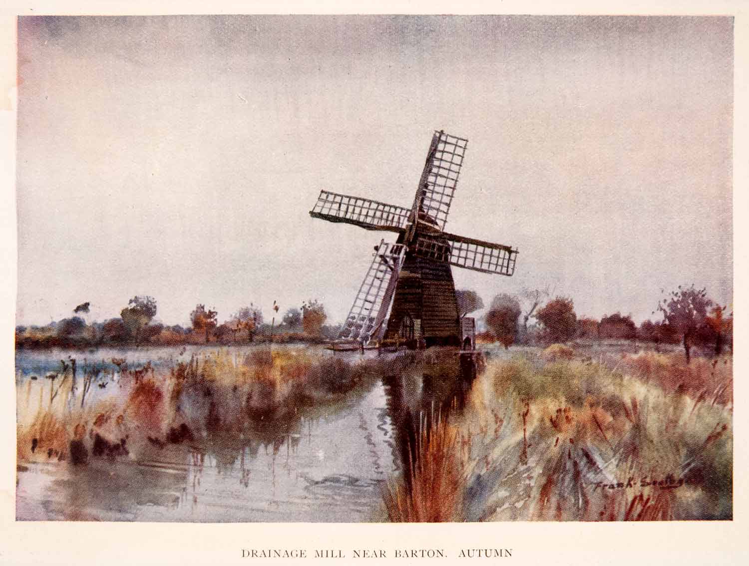 1906 Print Frank Southgate Mill Windmill Barton Marsh Wetlands Stream XGCA5