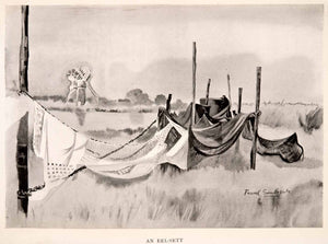 1906 Print Frank Southgate Eel Trap Hunting Fishing Windmill Marsh XGCA5