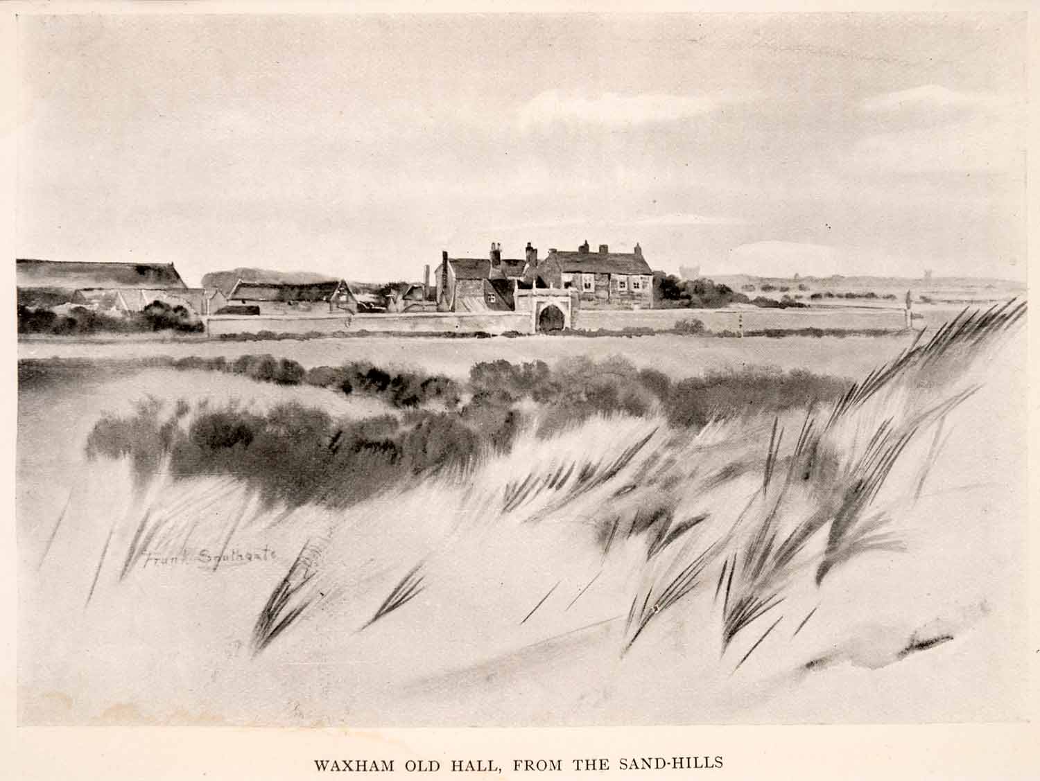 1906 Print Frank Southgate Waxham Hills Field Town Village Hall Meadow XGCA5