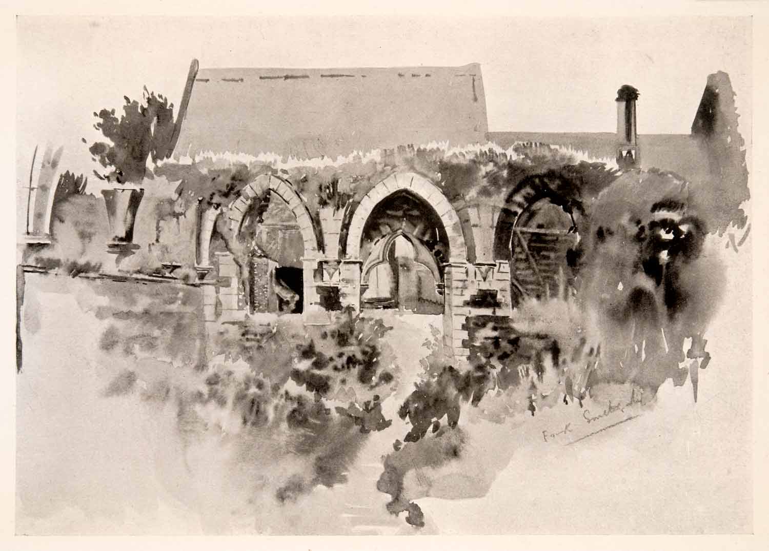 1906 Print Frank Southgate Chapter House Langley Abbey Arch Marsh Wetlands XGCA5