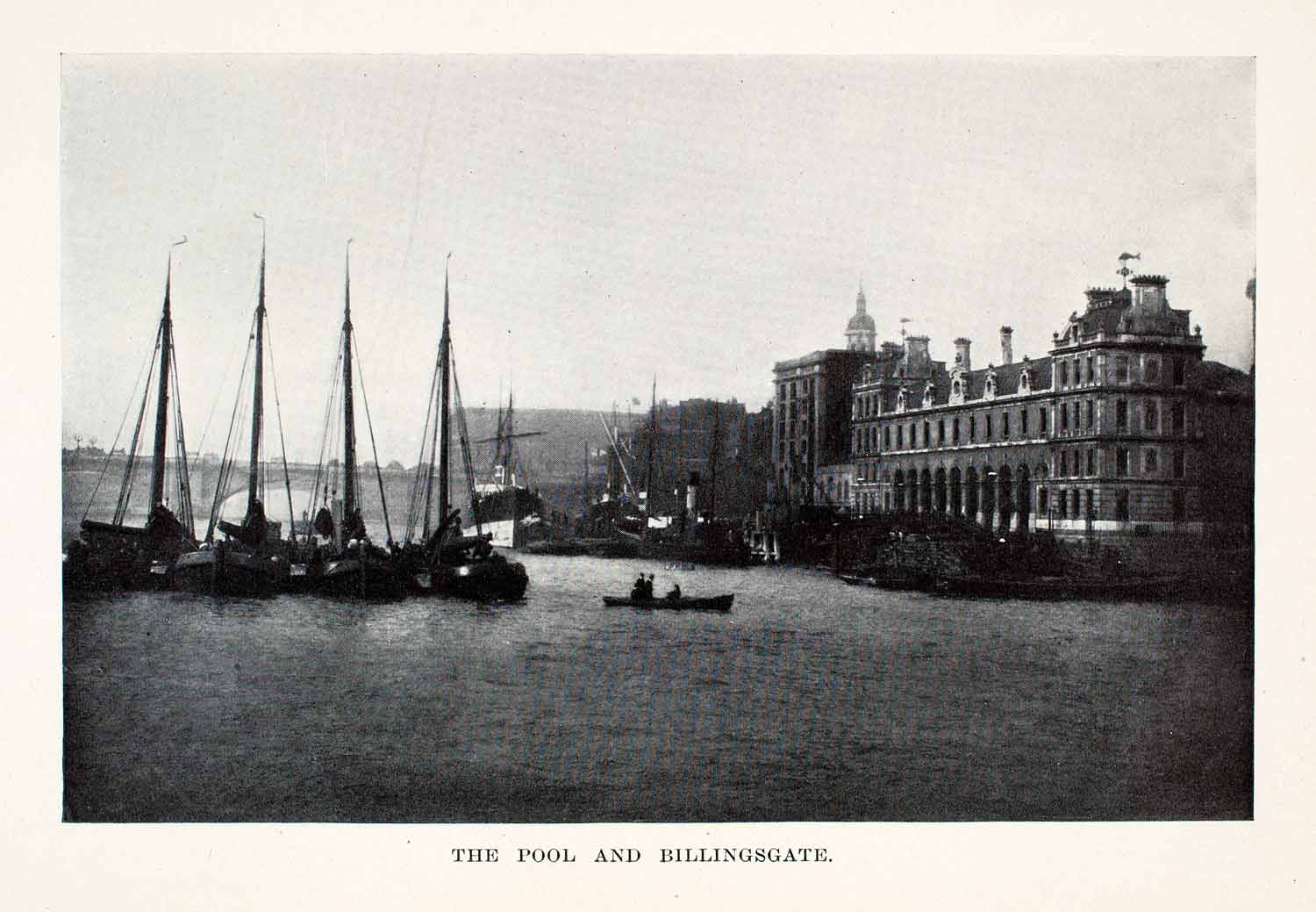 1905 Halftone Print Billingsgate London England Thames River Architecture XGCA6