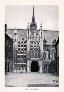 1905 Halftone Print Guildhall London England Historic Architecture Town XGCA6