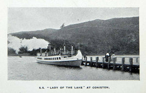 1912 Print S. S. Lady of the Lake District Boat Marine Cruiser Coniston XGCA7