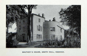 1912 Print Southey House Greta Hall Keswick Cumbria England Historic Image XGCA7