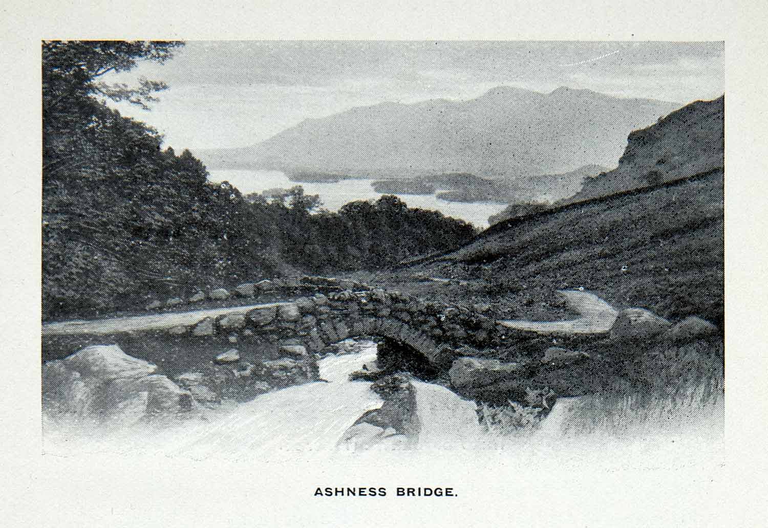 1912 Print Stone Ashness Bridge Cumbria Landscape English Lake District XGCA7