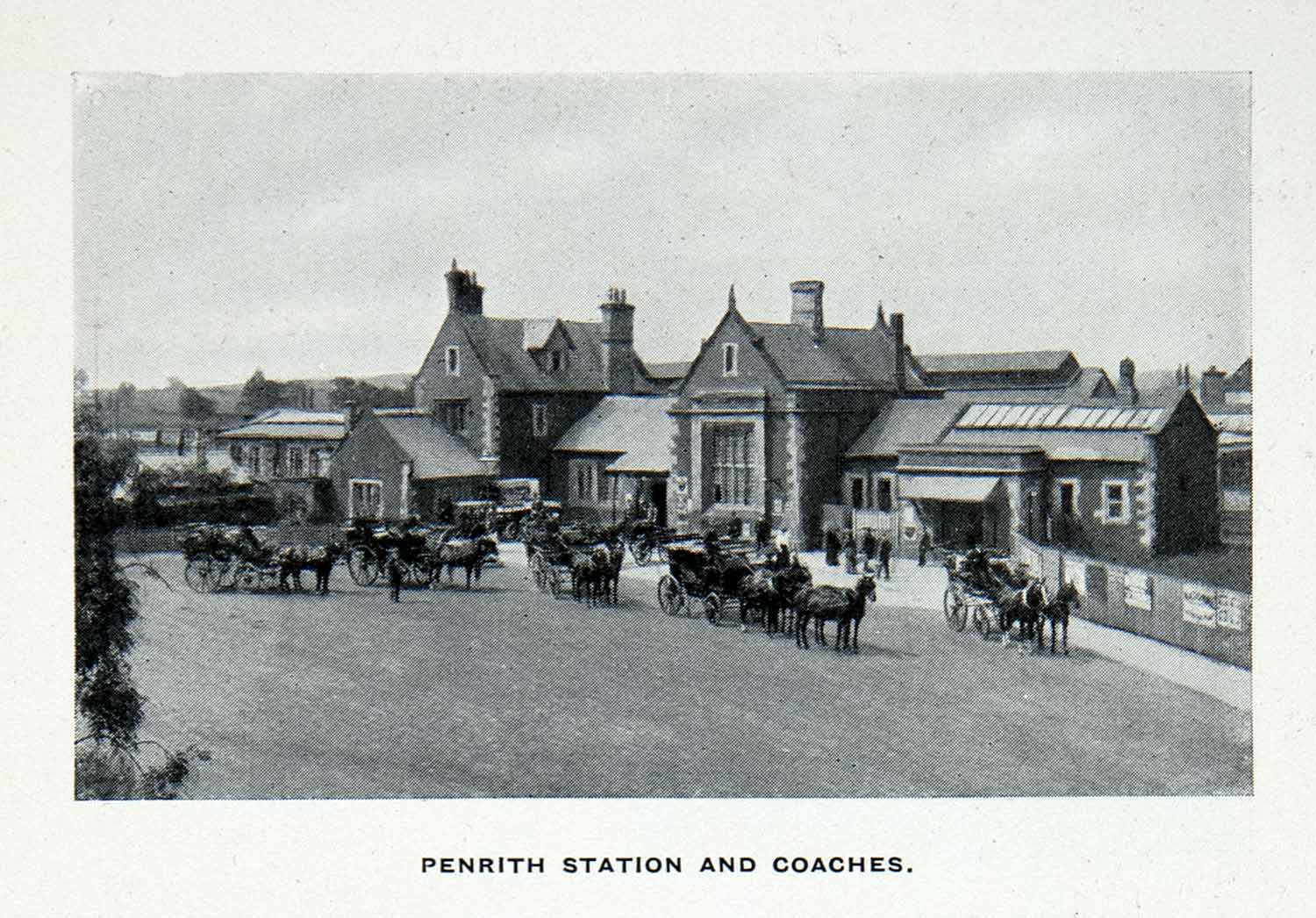 1912 Print Penrith North Lakes Railway Station Stagecoaches Train Depot XGCA7