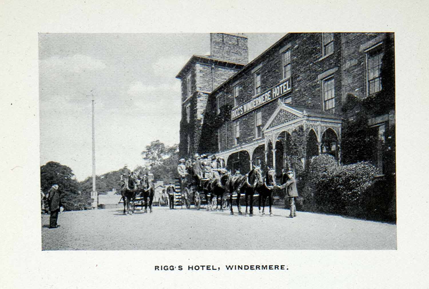 1912 Print Riggs Windermere Hotel Stagecoach Horses Historic Image England XGCA7