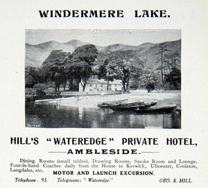 1912 Ad Wateredge Inn Hotel Windermere Lake Ambleside England Lake XGCA7