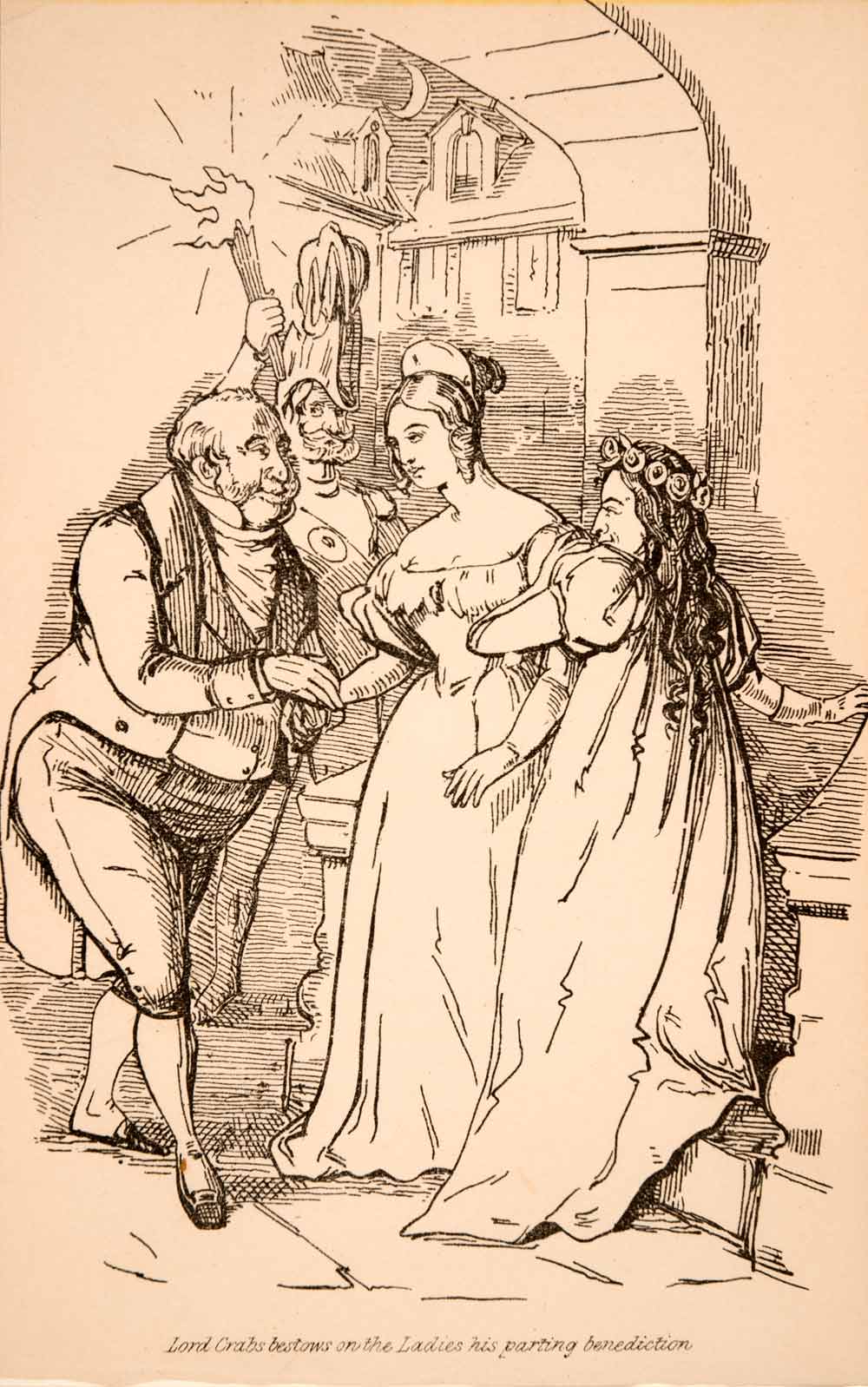 1872 Wood Engraving William Makepeace Thackeray Crabs Yellowplush Costume XGCA9