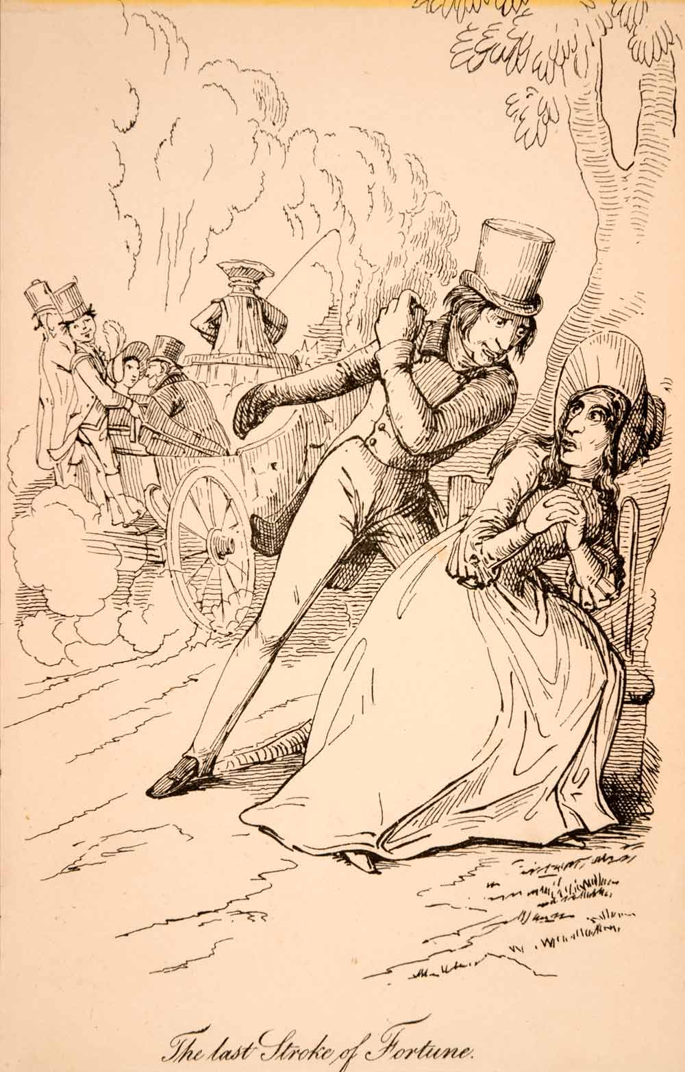 1872 Wood Engraving William Makepeace Thackeray Yellowplush Carriage Abuse XGCA9