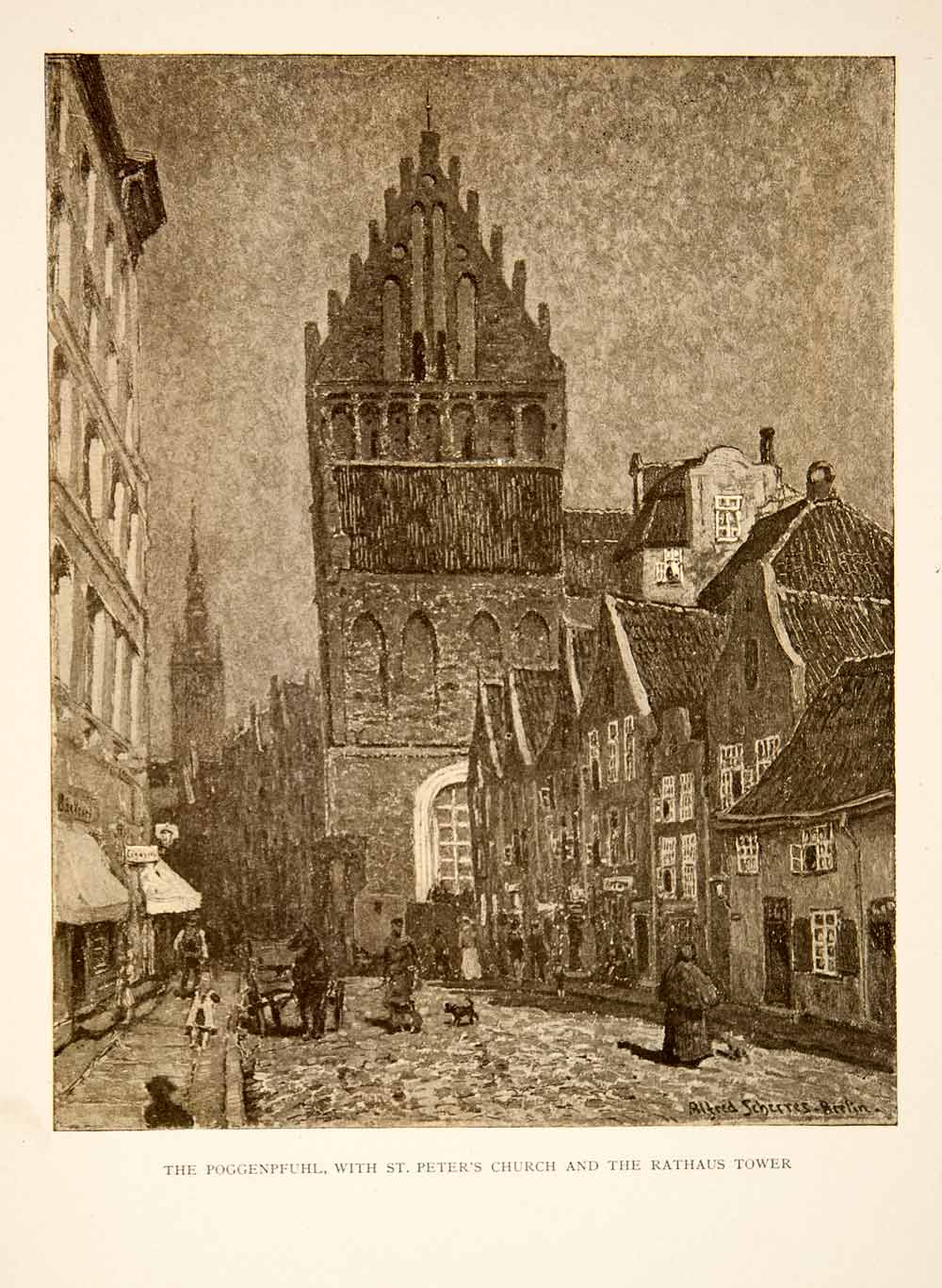 1909 Photolithograph Alfred Scherres Poggenpfuhl St. Peter's Church XGCB3
