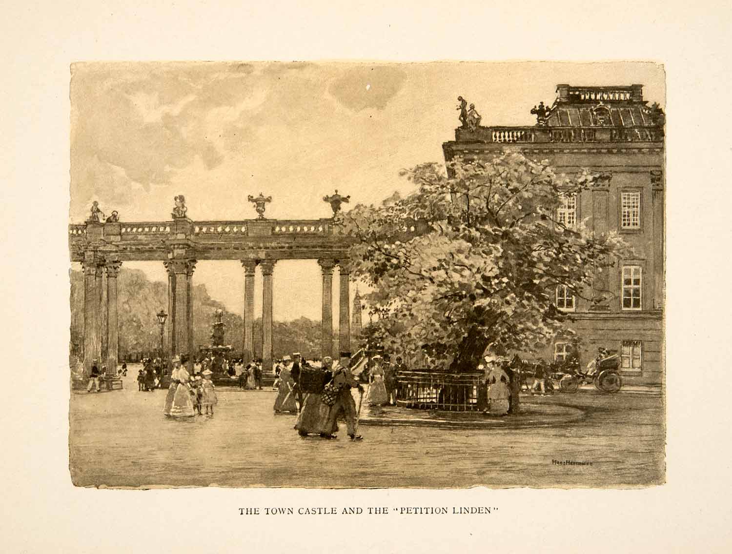 1909 Photolithograph Hans Herrmann Potsdam Town Castle Sanssouci Petition XGCB3