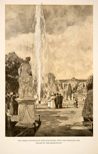 1909 Photolithograph Hans Herrmann Sanssouci Park Fountain Palace Potsdam XGCB3