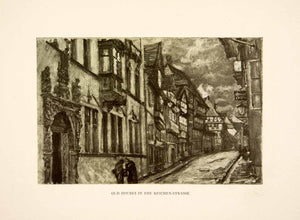 1909 Photolithograph Half-Timbered House Reichen Strasse Brunswick Germany XGCB3
