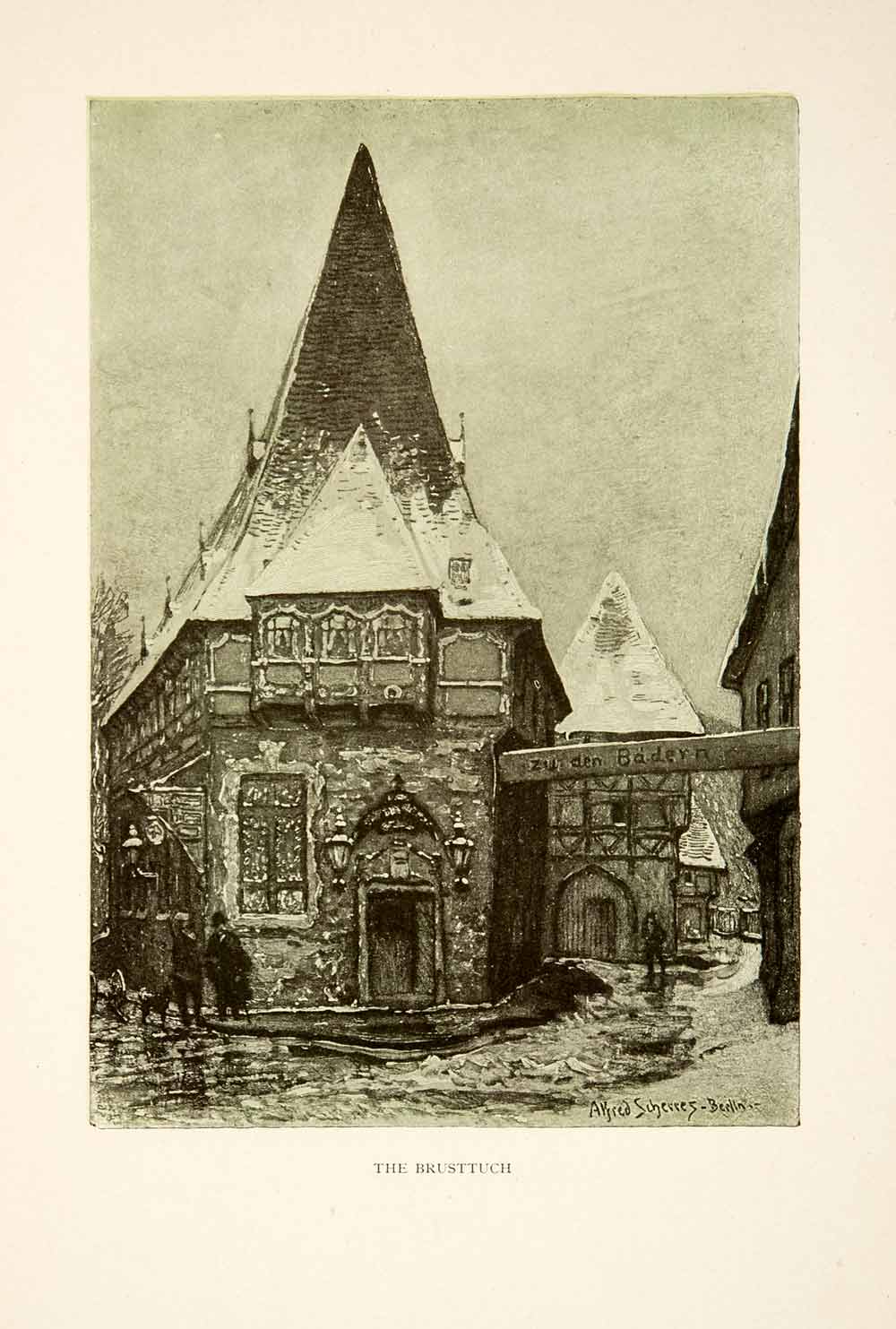 1909 Photolithograph Hotel Brusttuch Goslar Germany Alfred Scherres XGCB3